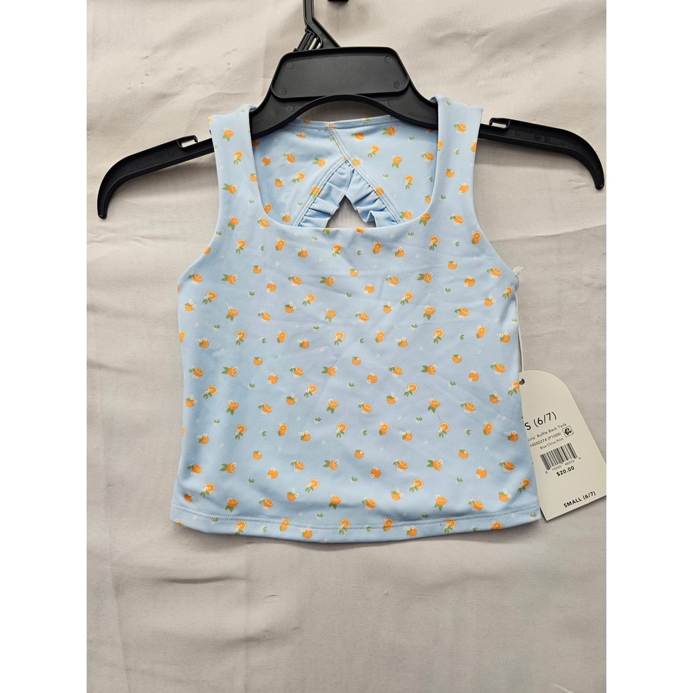 Blogilates Girls Ruffle Back Tank Blue Polyester Blend Athletic Size Small